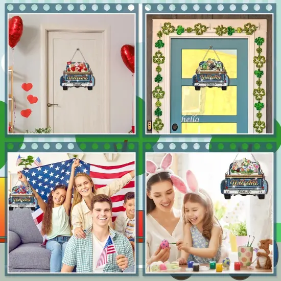 21 Pcs Interchangeable Diamond Painting Welcome Sign for Front Door Diamond Painting Truck Decor Interchangeable Seasonal Welcome Sign for DIY Art Kit Wall Window Door Farmhouse {4}