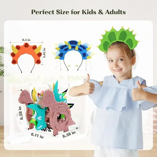 12 Pcs Dinosaur Headbands with Hairband Holder Party Hats for Kids Dinosaur Party Favors Dinosaur Birthday Decorations Dinosaur Themed Activities Halloween Cosplay {2}