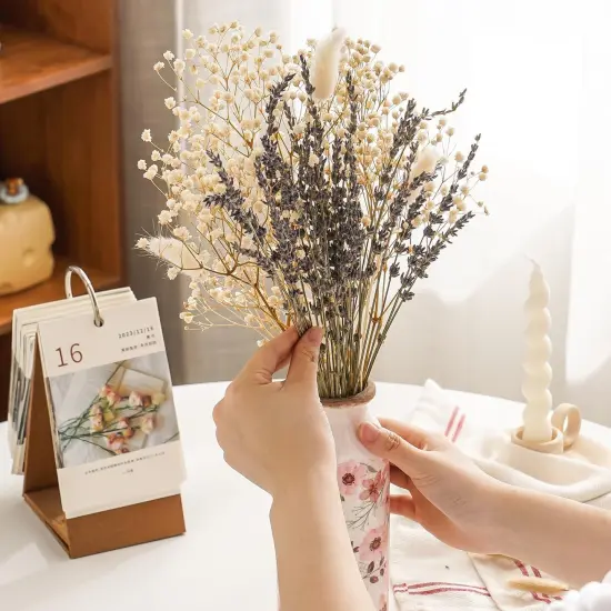 Dried Lavander Flower Bouquet with Babies Breath, Used for Home Farmhouse Decor, Table Decor Real Dried Flowers {3}