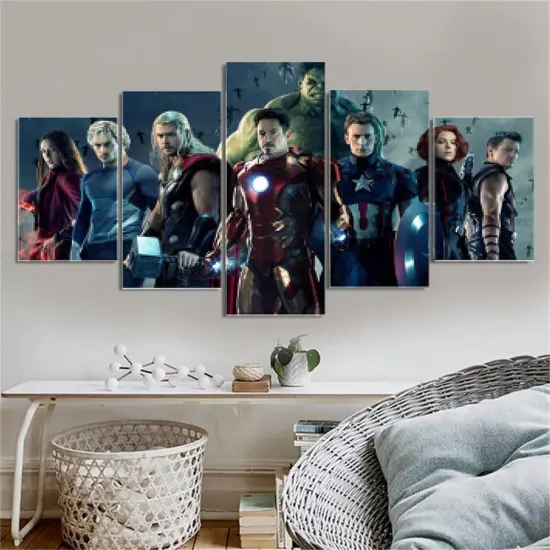 DIY 5D Diamond Art Kit for Adult Kids, Super Hero Captain Iron Superhero 5 Pieces Full Drill Embroidery Cross Stitch Picture Supplies Arts Craft for Home Wall Decor Paint 17.7x37.4 inch {3}