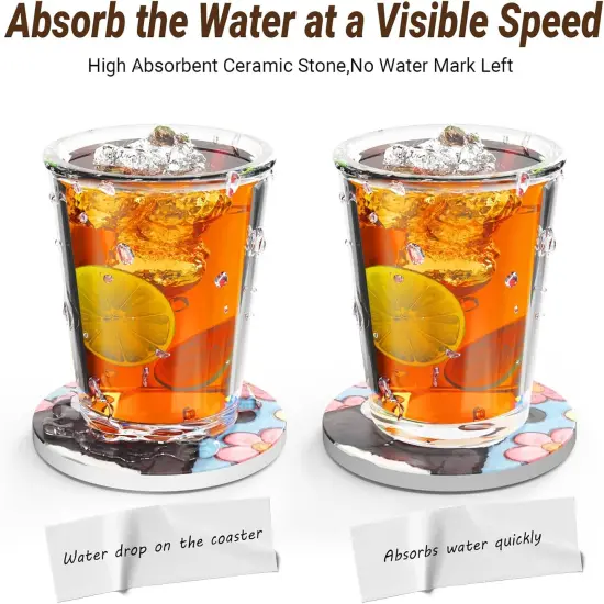 8 Pieces Drink Coasters with Holder {4}