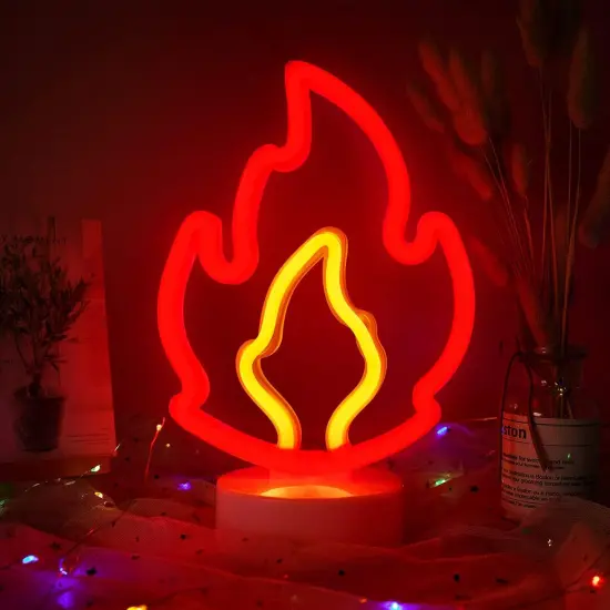 Summer Flame Neon Light &ndash; Tropical Fire LED Sign for Beach Bars, Pool Parties, & Summer Room D&eacute;cor &ndash; USB or Battery Powered {2}