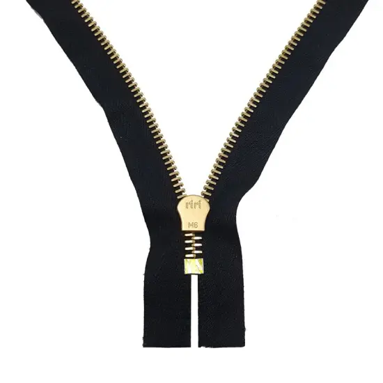 8MM Closed Bottom Zipper with KTA Pull &ndash; Black/Brass {3}