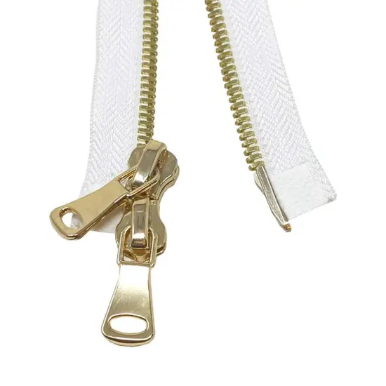Metal 8MM Two Way Separating Zipper White Brass {5}