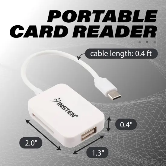 Insten USB Type C Card Reader, Portable Card Adapter, For SDXC, SDHC, SD, Micro SDXC, Micro SD, Micro SDHC Card, Fast Reader / Writer, White {6}