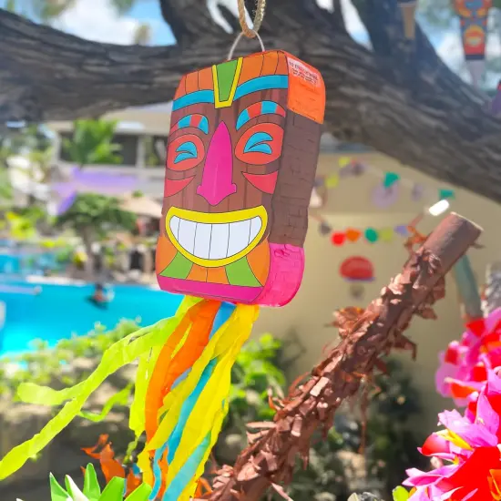 Tiki Pi&ntilde;ata Mask Luau Party Decorations Small 4-piece Set, Great for Tropical Birthday Pool Parties Decoration {3}