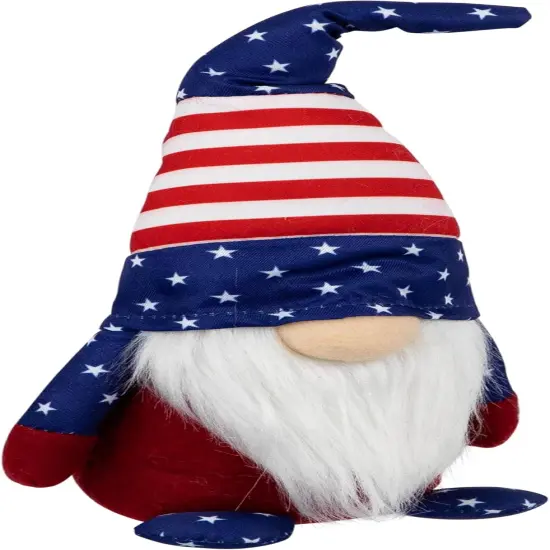 Northlight Stars and Stripes Patriotic USA Gnome Figurine Tabletop Decor, 9.5", Blue {4}