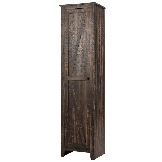 MDF Linen Tower Bathroom Storage Cabinet with 4 Shelves Walnut {9}