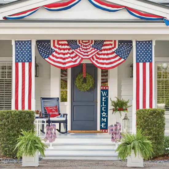 Patriotic Wooden Porch Sign 47" 4th of July Independence Day Large Welcome Sign Memorial Day Vertical Indoor Outdoor Standing Sign For Garden Home Yard Farmhouse {4}
