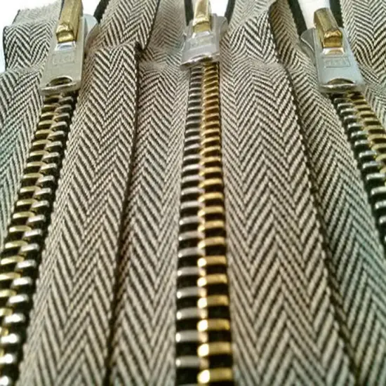 Zipper &ndash; Zebra Pocket 5" 6MM Two-Tone Gold/Silver Teeth Closed Bottom {2}