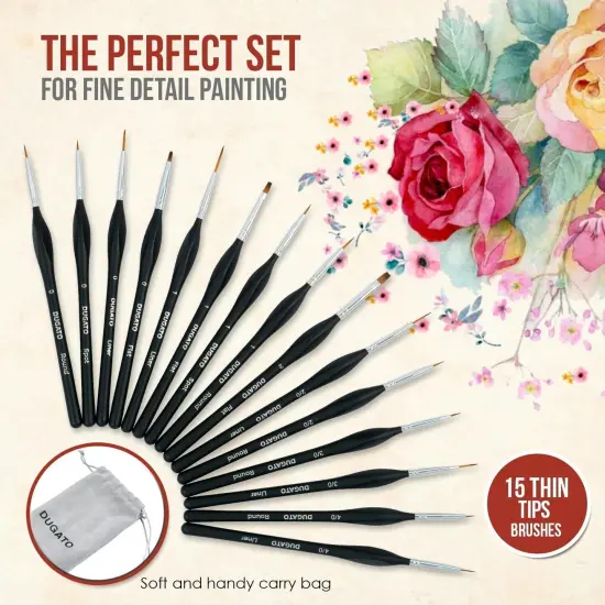 Detail Paint Brush Set, 15pcs Fine Miniature Paint Brushes Kit with Ergonomic Triangular Handle, Holder and Travel Bag, Perfect for Acrylic, Oil, Watercolor, Art, Scale, Model, Face, Paint by Numbers {2}