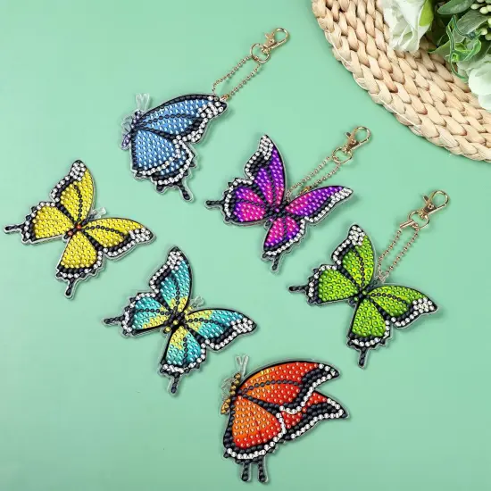 20 PCS Butterfly Diamond Painting Keychains Kit {4}