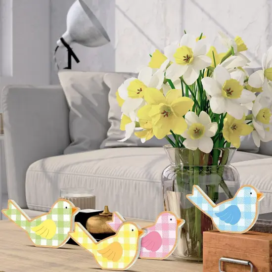 6 Pcs Spring Bird Decor for Home Wooden Birds {4}