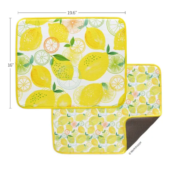Lemon Plaid Microfiber Dish Drying Mats, Set of 2 {5}