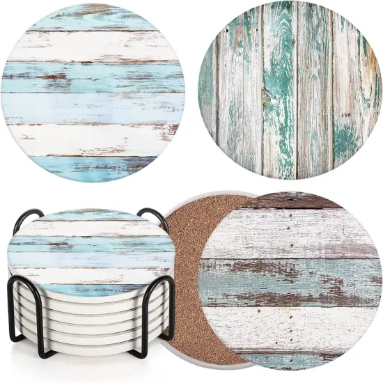 Set of 6 Wooden Board Coaster for Drinks {1}