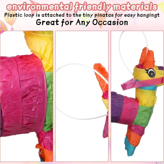 12 Pcs Mini Donkey Pi&ntilde;atas Small Mexican Pi&ntilde;ata Cactus Fiesta Decorations Mexican Party Decorations Cinco de Mayo Pi&ntilde;ata for Fiesta Theme Birthday Party Supplies (Cute Donkey) {3}