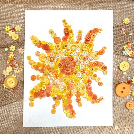 Sunburst Embellishment Bundle &ndash; Yellow & Orange Buttons, Crystals, Gems & Sequins &ndash; DIY Craft Kit for 8x10 Canvas Art {6}