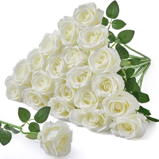 20pcs Artificial White Roses {1}