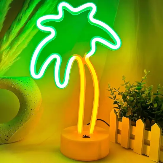 Summer Green Palm Tree Neon Sign &ndash; LED Lamp, USB/Battery Operated, Small {3}