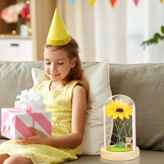 Mothers Day Sunflower Gifts for Women,Sun Flowers Home Decor,Forever Sunflower in Glass Dome,Unique Gifts for Xmas,Wedding,Mothers Day,Anniversary {5}