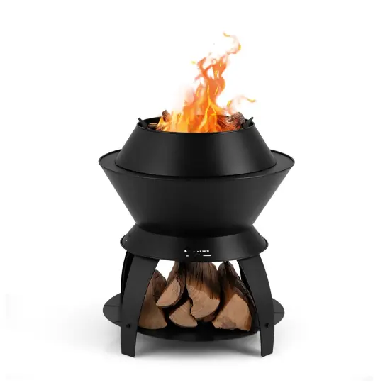Black Alloy Fire Pit, Smokeless 3-in-1 Stove with Removable Ash Tray {4}