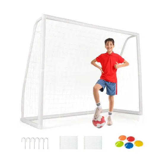 Soccer Goal with Heavy-Duty Net, UPVC Frame & Training Cones &ndash; Portable Backyard Soccer Set {1}