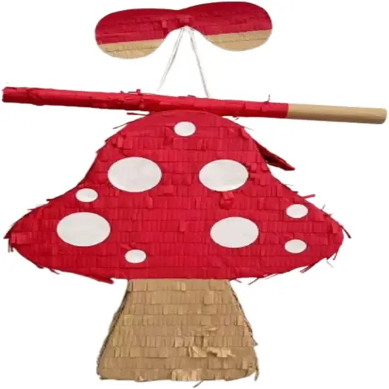 Mushroom Themed Pinata, Red & Brown Color with White Dots, Elevate Your Woodland Birthday Celebration with Vibrant Supplies and Eye Catching Decoration, Forest Party Favor {1}
