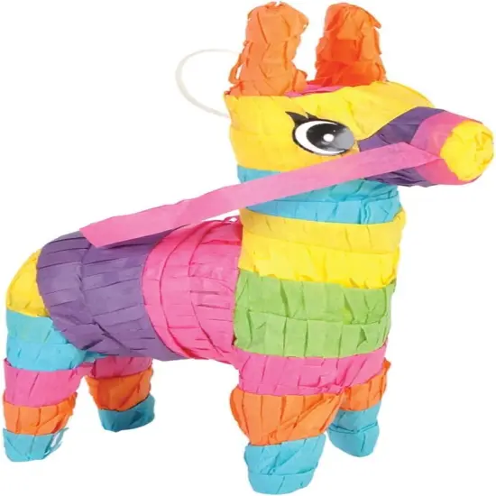 Mini Donkey Pinatas, Little Rainbow Donkey Pinatas for Birthday, Cinco De Mayo, Fiestas Decorations Party Favors, 3-Pack 4" x 7" Inches {4}