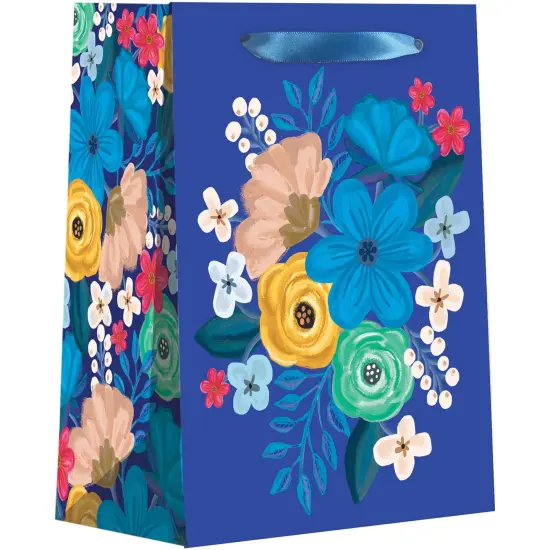 Pack/6: Floral Delight Blue Gift Bag - 4 x 2 x 5" {1}