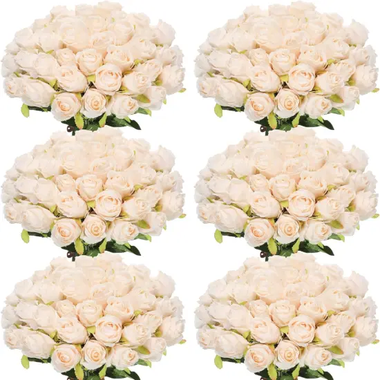 50 Pcs Artificial Rose Flower Realistic Silk Roses Bouquet {1}