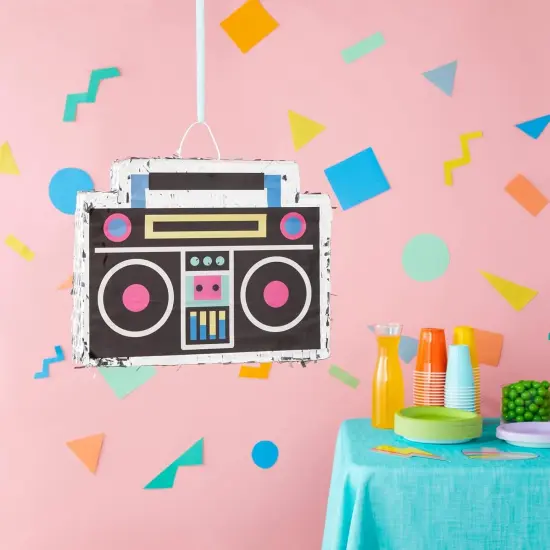 Boombox Pinata - 80s and 90s Theme Party Decorations, Hip Hop, Retro Birthday Supplies (16.5x12.8x3 In) - 90s Party Decorations - Boom Box Decor Pinata {3}