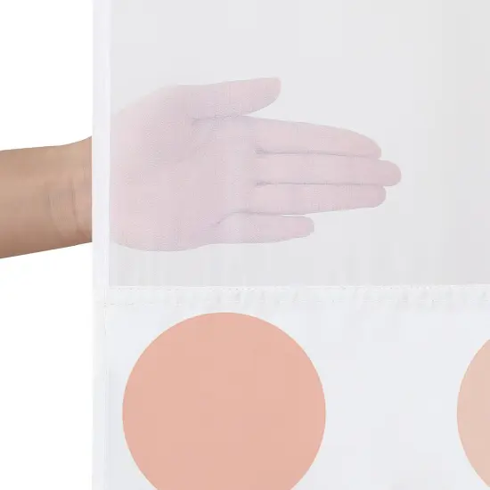 Americanflat 72x75 Hookless Shower Curtain - Polka Dot Green Orange Pink Shower Curtain with Sheer Panel, Snap-In Liner, and Grommets {5}