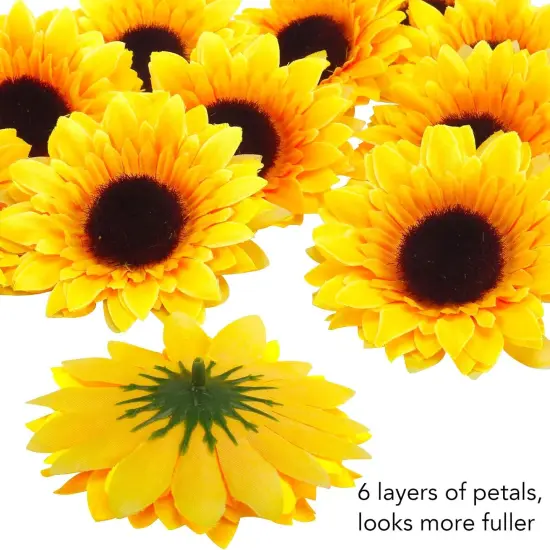 32pcs 3.5" Summer Artificial Sunflowers &ndash; Vibrant Silk Flowers Floral Arrangements {2}