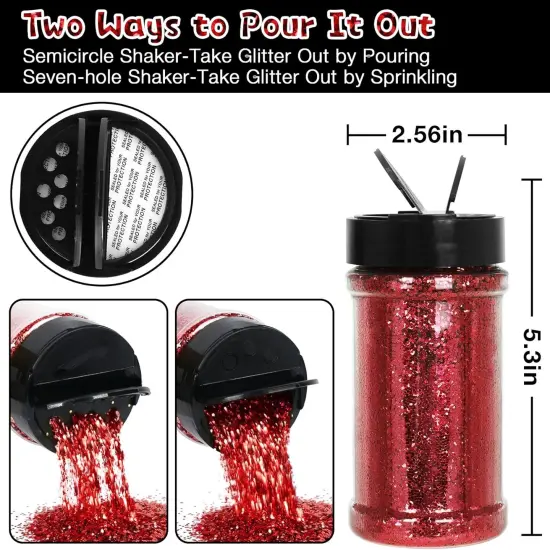 Red Glitter, 7.05 Oz (200g), Chunky Glitter for Resin Crafts Nails Tumblers Slime Cosmetic and Festival Decoration - Red Chunky Glitter Bulk {3}