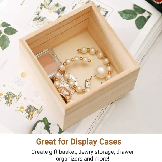 6" x 6" Unfinished Wooden Box Storage, Mini Wood Crates {4}