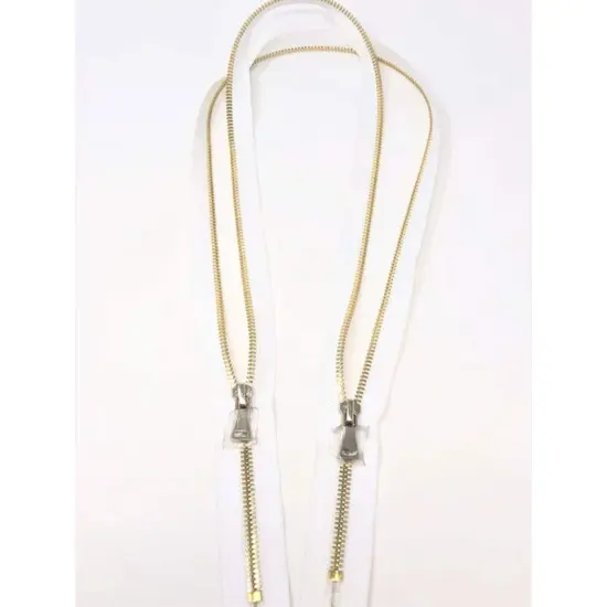 White Glossy Backpack Two Way Closed Zipper 5MM Gold Teeth {1}