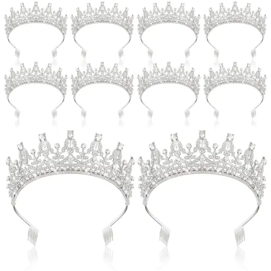 10 Pieces Crown Tiara for Women Crystal Headband with Comb Princess Rhinestone Queen Crown Bridal Hair Accessories Jewelry {1}