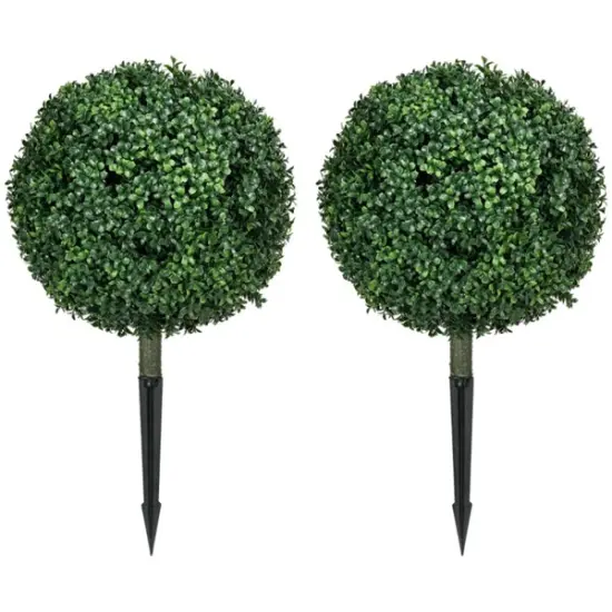 Set of Realistic Round Boxwood Trees &ndash; Faux Topiary for Indoor & Outdoor Decor {1}
