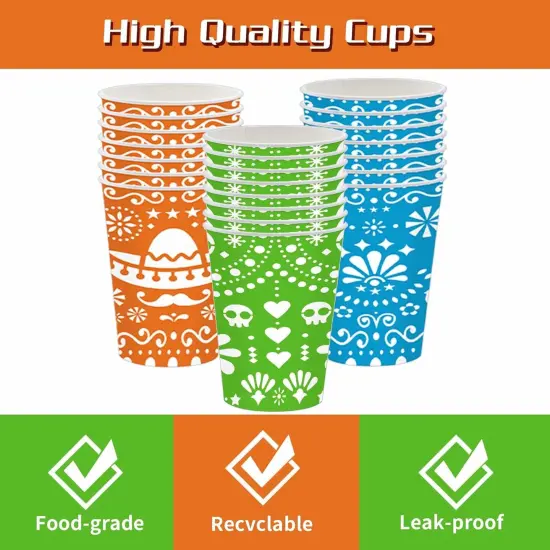 120Pcs Fiesta Plates and Napkins Party Supplies Mexican Cinco De Mayo Party Tableware Set Mexican Party Decors Mexican Fiesta Cups for Taco Carnival Party Decorations Serves 30 Guests {4}