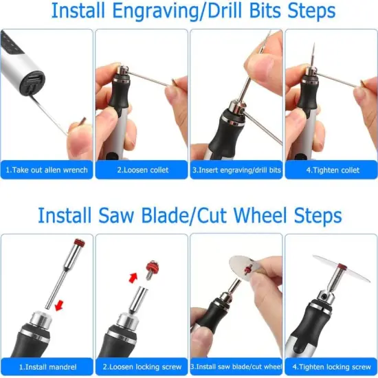 USB Rechargable Engraving Pen with 42 Bits, Mini Electric DIY Engraver Cordless Rotary Tools Portable Engraving Tool for Jewelry Wood Metal Stone Plastic Glass Etching {4}
