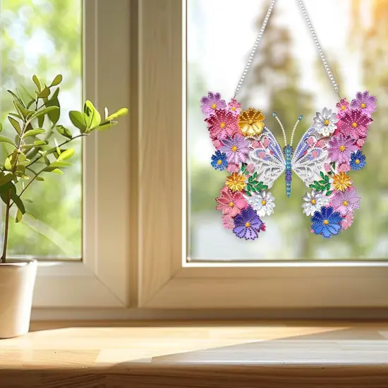 Diamond Painting Pendant Kit Butterfly, Special Crystal Diamonds Painting Ornament Kit for Adults, 9.8x8.5inch Acrylic Board Gem Painting Box Kit {3}