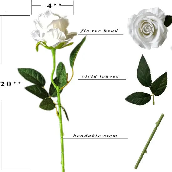 Artificial White Rose Flowers 12 Pcs Blossom Bouquets {3}