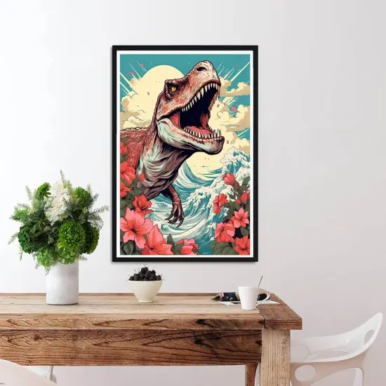Paint by Numbers for Adults Dinosaur, DIY Oil Painting Japanese Style Acrylic Paint by Number Kits for Adults Beginner for Home Wall Decor 16x20 inch {4}