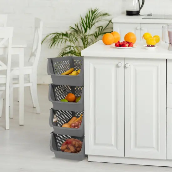 Spec101 Plastic Stackable Storage Bins - 4pc Pantry Closet Organizer Bins {7}