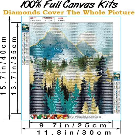 Mountain Diamond Art Kits,Abstract Diamond Painting Kits for Adults,Paint with Diamonds Round for Gift,Wall Decor(12x16) (Mountain) {3}