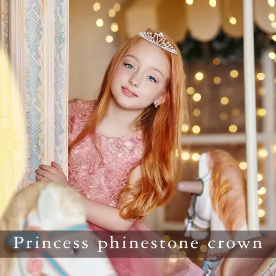 32 Pieces Girls Crystal Tiara Crown Rhinestone Tiara Headband Crystal Princess Tiaras Silver Heart Crown Headband {3}
