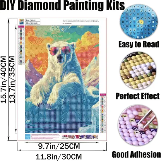 5D Diamond Painting Kits for Adults, Polar Bear Diamond Art Diamond Painting Full Drill Beginners Craft Kits for DIY Home Wall Decor Gifts, 8x12inch {2}