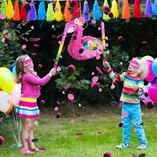 Pink Flamingo Pi&ntilde;atas Hawaiian Flamingo Pi&ntilde;atas with Stick, Blindfold and Confetti, Flamingo Pi&ntilde;atas for Kids Birthday Party Fiestas Decorations Hawaii Summer Theme Anniversary Celebration {5}