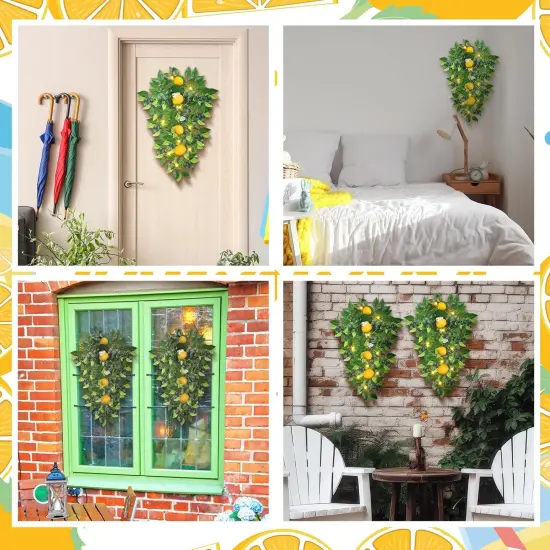 20 Inch Prelit Lemon Teardrop Swag with Lights {4}