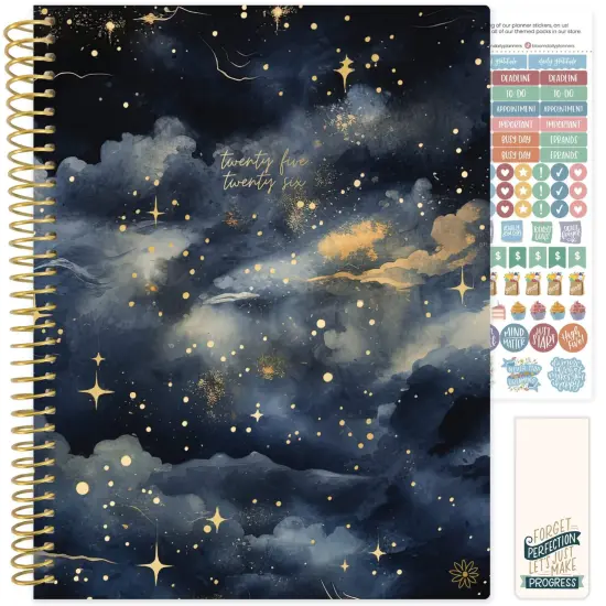 bloom daily planners 2025-26 Academic Planner, Soft Cover, 8.5" x 11", Midnight Sky {1}